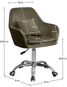 Kancelárske kreslo Klian - sivohnedá taupe (Velvet) / chróm