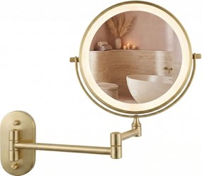 Rea Glow, kozmetické LED zrkadlo nástenné 20 cm, zlatá matná, HOM-70002