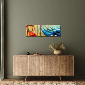 Obraz - Prístav v Benátkach (s hodinami) (90x30 cm)