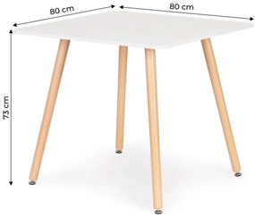 Biely kuchynský stôl 80 x 80 cm