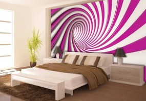 Fototapeta - Biely a ružový 3D tunel (152,5x104 cm)