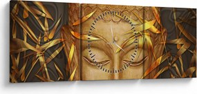 Obraz - Zlatý Budha (s hodinami) (90x30 cm)