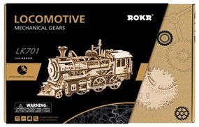 Robotime 3D drevené mechanické puzzle Parní lokomotiva 350 ks