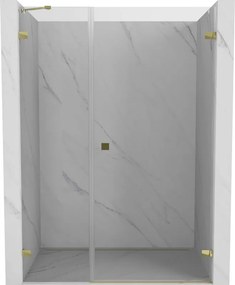 Mexen Lunar-B, otočné sprchové dvere pravé 150 cm, číre sklo, zlatý profil, 832S-150-050-50-00-P