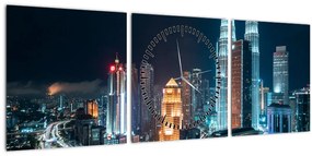 Obraz - Noc v Kuala Lumpur (s hodinami) (90x30 cm)