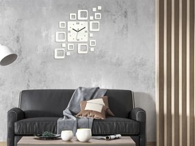 3D nalepovacie hodiny Roman Quadrat biele