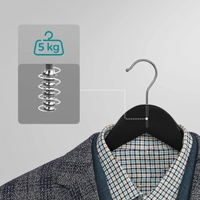 Drevené vešiaky, sada 10 kusov, s ramennými zárezmi, čierne