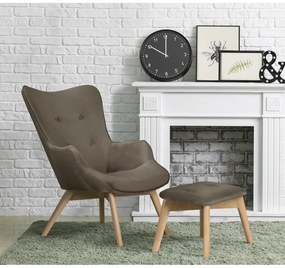 Svetlohnedé zamatové kreslo s podnožkou Niko – Ropez