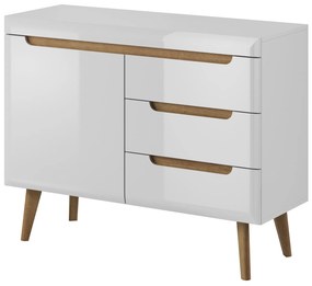 Komoda Nordi 107 cm so zásuvkami biela/dub Riviéra