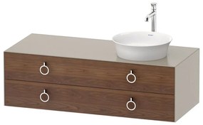 DURAVIT White Tulip závesná skrinka pod umývadlo na dosku vpravo, 2 zásuvky, 1300 x 550 x 408 mm, americký orech masív/taupe matná, WT4992R7760