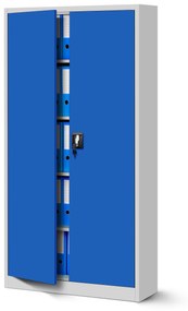 JAN NOWAK Kovová spisová skriňa model JAN 900x1850x400, šedo-modrá