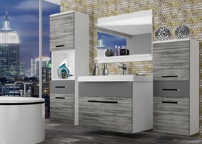 Kúpeľňový nábytok Belini šedý antracit Glamour Wood / šedý mat + umývadlo + zrkadlo  ROD M 5/0/W/GWSR/0/ZW