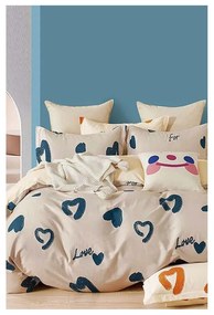 Béžové predĺžené obliečky na dvojlôžko z bavlny Renforcé s plachtou/4-dielne 200x220 cm Amore – Mila Home