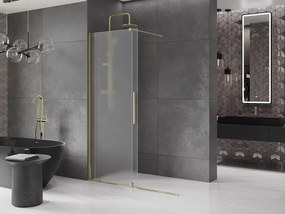 Mexen Velar, sprchová zástena s posuvnými dverami Walk-in 150 x 200 cm, 8mm sklo námraza, zlatá lesklá, 871-150-000-33-50