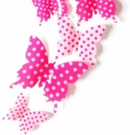 Veselá Stena Farebné 3D Motýliky Ružové s bodkami