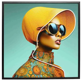 Sun Hat Woman LED obraz žltý 80x80 cm