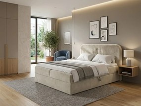 Čalúnená posteľ boxspring FORENA 180x200 cm krémová Matrac: Bonell pružinová matrac