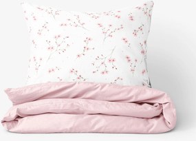 Goldea bavlnené posteľné obliečky duo - kvitnúce sakury s púdrovo ružovou 240 x 220 a 2ks 70 x 90 cm