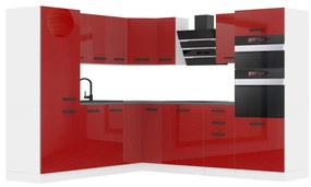 Kuchynská linka Belini Premium Full Version 480 cm červený lesk s pracovnou doskou STACY