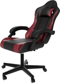 Ergonomická herná stolička, čierna/červená, vankúšiky,