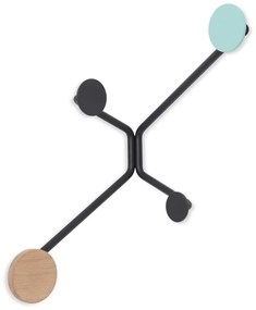 Čierny nástenný vešiak na vonkajší roh s mentolovozeleným detailom Gazzda Hook