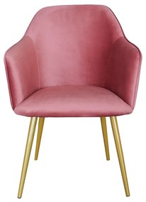 Ružová jedálenská stolička so zlatými nohami Gilda - 58*56*83 cm