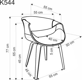 Jedálenské kreslo K544 popolavo sivé/orechové