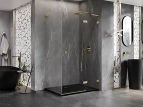 Mexen Lunar L, 1-krídlový sprchový kút, pravý, 85 x 80 cm, 8mm číre sklo, zlatý matný profil, 834L-085-080-55-00-P
