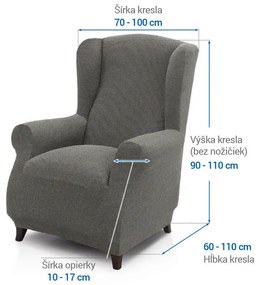 Super strečové poťahy HARMONIA šedá kreslo ušiak (š. 70 - 100 cm)