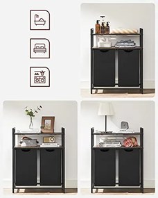 Kôš na bielizeň, 2 výsuvné priehradky, 2 police, 91x73x33cm