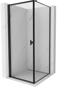 Mexen Mist-B, 1-krídlový výklopný sprchový kút ľavý 90 x 90 cm, číre sklo-čierny rám, 8A2T-090-090-70-70-L