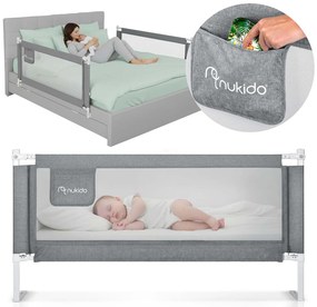 Bezpečnostná zábrana na posteľ so zámkom 160 cm Nukido NK-227 sivá