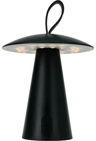 Stolná vonkajšia prenosná LED lampa Boise, čierna, USB, 15 x 17 cm, plast