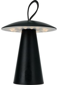 Stolná vonkajšia prenosná LED lampa Boise, čierna, USB, 15 x 17 cm, plast