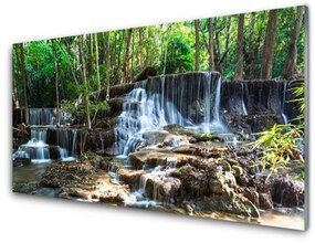Sklenený obklad Do kuchyne Vodopád les príroda 125x50 cm