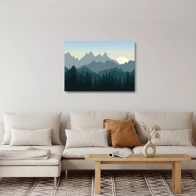 Sklenený obraz - Hory pohľadom grafika (70x50 cm)