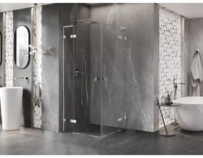 Mexen Lunar L Duo výklopný sprchový kút 75 x 75 cm, 8mm číre sklo, chrómový profil, 834L-075L-075P-01-00