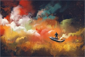 Obraz - Muž plaviace vesmírom (90x60 cm)