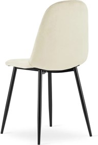 Béžová zamatová stolička ASTI s čiernymi nohami