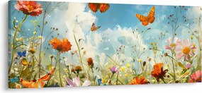 Obraz - Motýle na letnej lúke (120x50 cm)