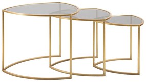 Okrúhle konferenčné stolíky v súprave 3 ks so sklenenou doskou v zlatej farbe ø 60 cm Triangle – Mauro Ferretti