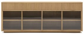 Vitrína v dekore duba s posuvnými dverami v prírodnej farbe 200x80x40 cm Helvine – Kave Home