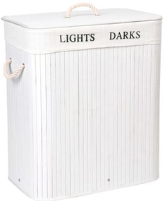 Kôš na bielizeň 2 priehradkový 100 l bambusový biely