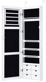 Nástenný zrkadlový držiak na šperky s osvetlením