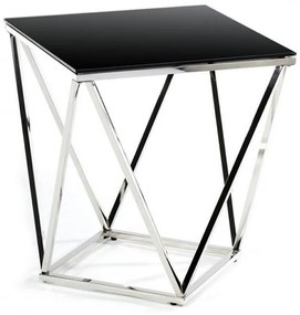 HowHomely Konferenčný stolík DIAMANTA 50x50 cm chróm/čierna DD0158