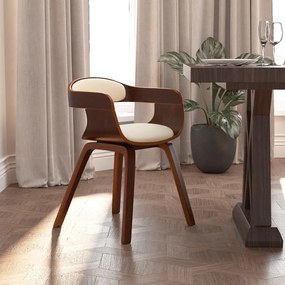 Jedálenská stolička krémová ohýbané drevo a umelá koža 3092372