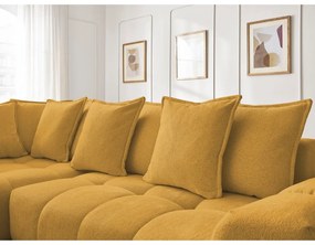 Ženilková rozkladacia/s úložným priestorom rohová pohovka v horčicovej farbe (ľavý roh/do L) Everest – Bobochic Paris