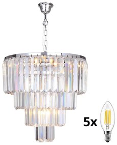 Brilagi - LED Krištáľový luster na reťazi MOZART 5xE14/40W/230V lesklý chróm