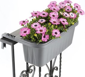 BAMA Závesný kvetináč na zábradlie RONDINE, 50 cm, sivý