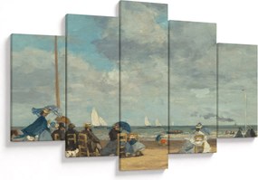 Obraz - Eugène Boudin, Beach  at Trouville, reprodukcia (150x105 cm)